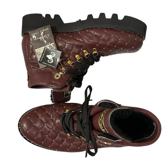 New Montelliana 1965 Leather Lace Up Quilted Ankle Boot - Picture 1 of 8